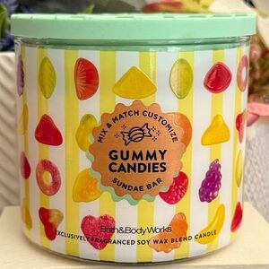 🆕🍡 BATH & BODY WORKS LIMITED EDITION “GUMMY CANDIES“ SUNDAE BAR 3-WICK CANDLE.